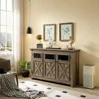 Farmhouse Sideboard Buffet Cabinet with Storage with 3 Doors, Kitchen Storage Cabinet, Coffee Bar Cabinet with Adjustable Shelf