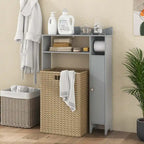 Grey Over-Toilet Storage Cabinet with Toilet Paper Holder, Single, Freestanding