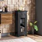 Black / Brown Bathroom Floor Cabinet with Glass Door & Drawer, Single, Freestanding