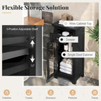 Black / Brown Bathroom Floor Cabinet with Glass Door & Drawer, Single, Freestanding