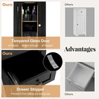 Black / Brown Bathroom Floor Cabinet with Glass Door & Drawer, Single, Freestanding