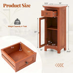 Black / Brown Bathroom Floor Cabinet with Glass Door & Drawer, Single, Freestanding