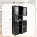 White / Black Tall Bathroom Storage Cabinet with Frosted Glass Doors, Single, Freestanding