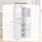 White / Black Tall Bathroom Storage Cabinet with Frosted Glass Doors, Single, Freestanding