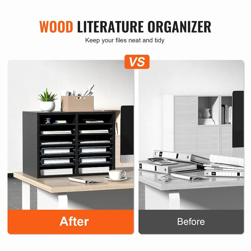12 Compartments Office Literature Organizers with Adjustable and Removable Shelves Perfect Addition to Any Space