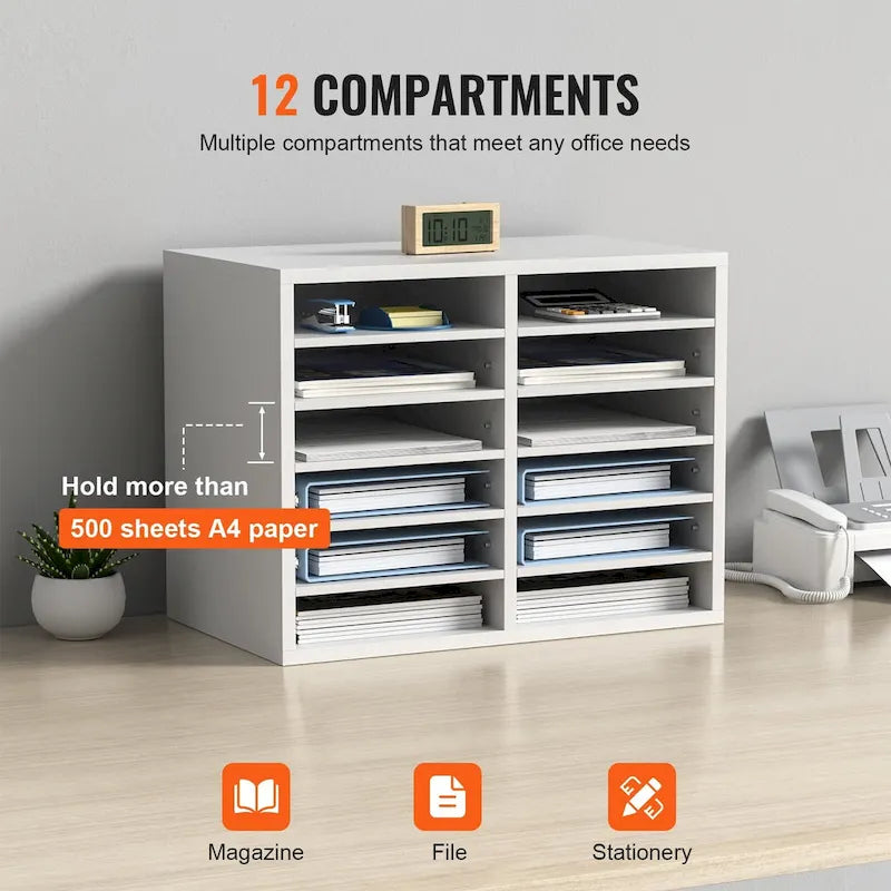 12 Compartments Office Literature Organizers with Adjustable and Removable Shelves Perfect Addition to Any Space