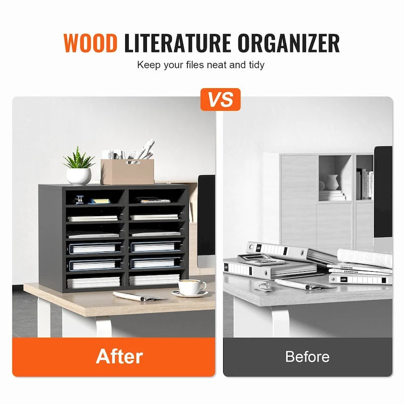 12 Compartments Office Literature Organizers with Adjustable and Removable Shelves Perfect Addition to Any Space