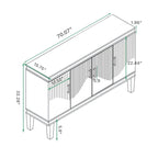 Modern 4-Door Cabinet with Adjustable Shelves and Sturdy Solid Wood Legs