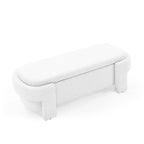White Linen Upholstered Storage Bench, 51.5", 1-Seat