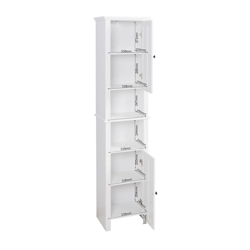 White Slim 2-Door Freestanding Storage Cabinet, 67"H
