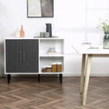 Grey/White 2-Door Buffet Cabinet with Adjustable Shelf, 41.25"W