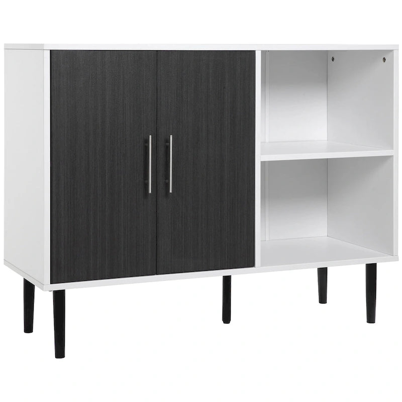 Grey/White 2-Door Buffet Cabinet with Adjustable Shelf, 41.25"W
