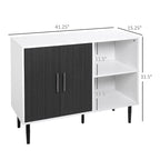 Grey/White 2-Door Buffet Cabinet with Adjustable Shelf, 41.25"W