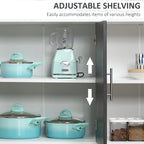 Grey/White 2-Door Buffet Cabinet with Adjustable Shelf, 41.25"W