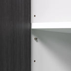 Grey/White 2-Door Buffet Cabinet with Adjustable Shelf, 41.25"W