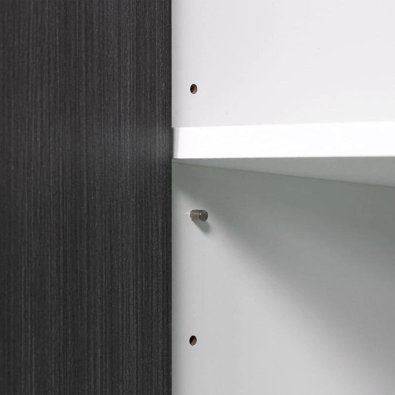 Grey/White 2-Door Buffet Cabinet with Adjustable Shelf, 41.25"W