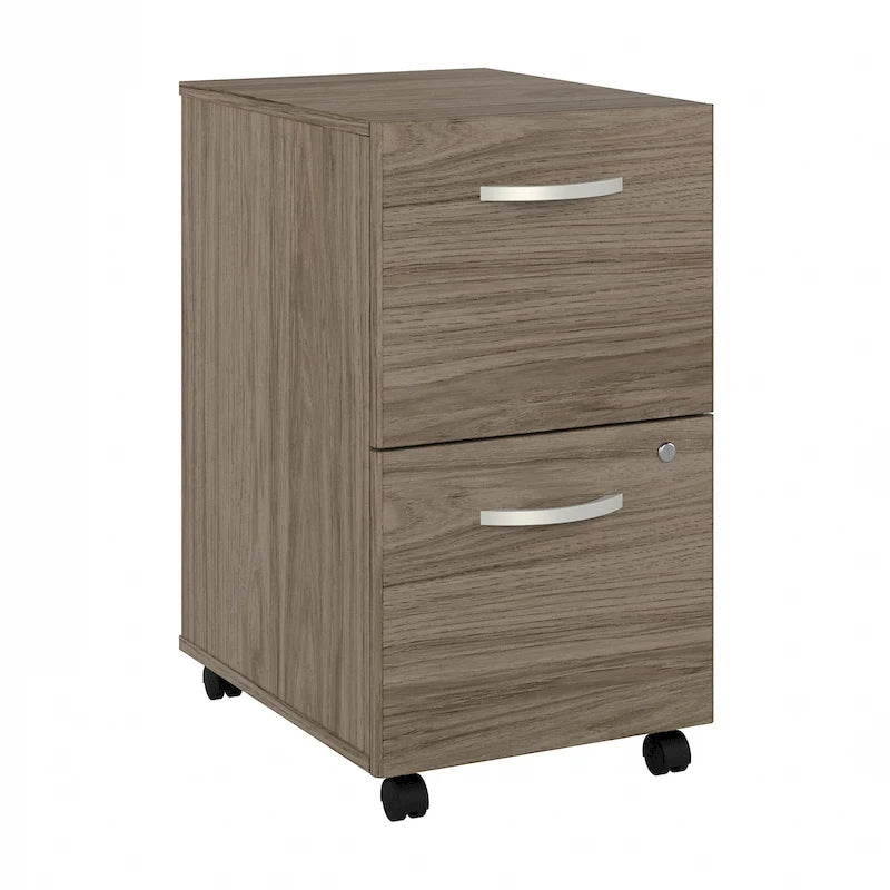 Hickory / Walnut / Gray / White 2-Drawer Mobile File Cabinet with Lock, Letter Size, Single