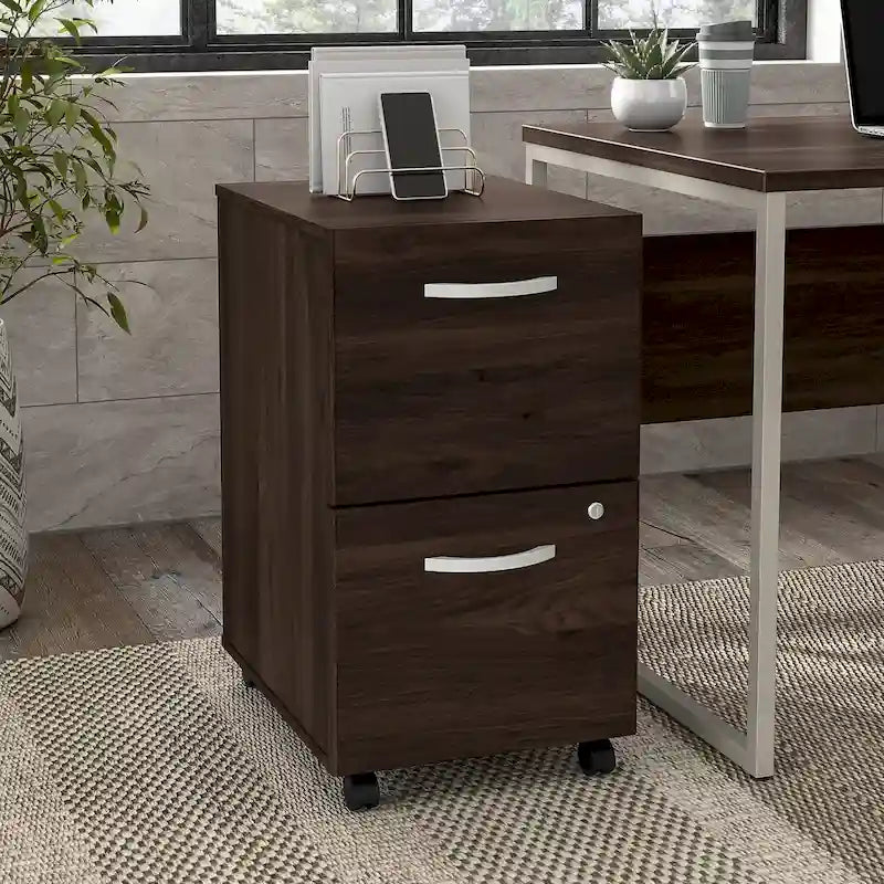 Hickory / Walnut / Gray / White 2-Drawer Mobile File Cabinet with Lock, Letter Size, Single