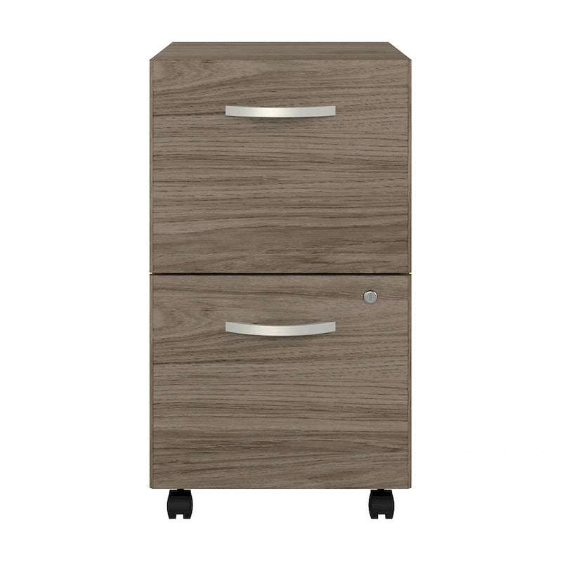 Hickory / Walnut / Gray / White 2-Drawer Mobile File Cabinet with Lock, Letter Size, Single