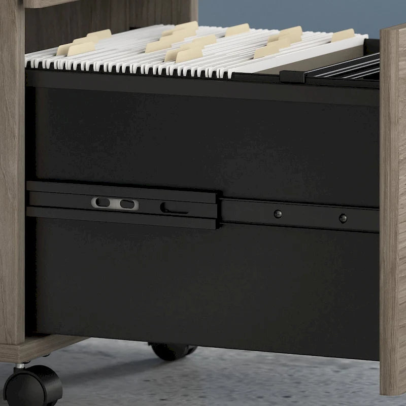 Hickory / Walnut / Gray / White 2-Drawer Mobile File Cabinet with Lock, Letter Size, Single