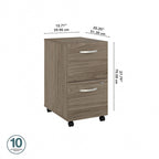 Hickory / Walnut / Gray / White 2-Drawer Mobile File Cabinet with Lock, Letter Size, Single