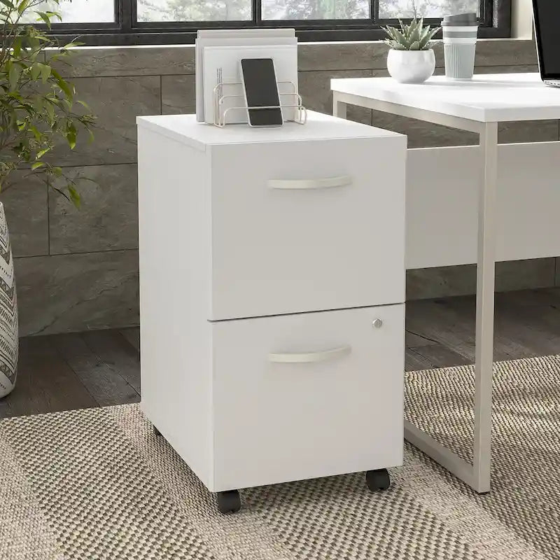 Hickory / Walnut / Gray / White 2-Drawer Mobile File Cabinet with Lock, Letter Size, Single