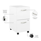 Hickory / Walnut / Gray / White 2-Drawer Mobile File Cabinet with Lock, Letter Size, Single