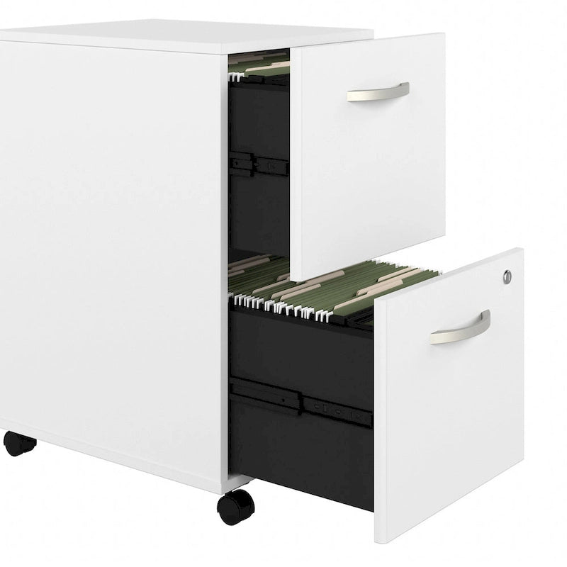 Hickory / Walnut / Gray / White 2-Drawer Mobile File Cabinet with Lock, Letter Size, Single
