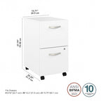 Hickory / Walnut / Gray / White 2-Drawer Mobile File Cabinet with Lock, Letter Size, Single