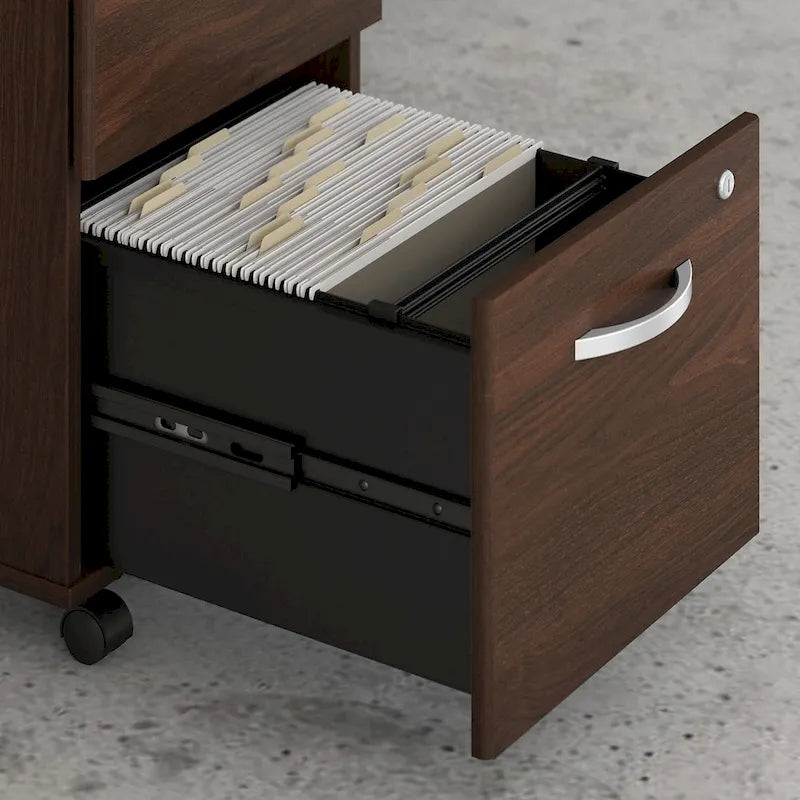 Hickory / Walnut / Gray / White 2-Drawer Mobile File Cabinet with Lock, Letter Size, Single