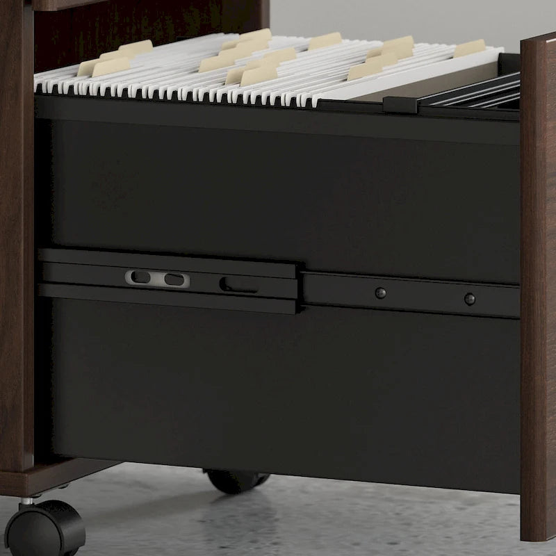 Hickory / Walnut / Gray / White 2-Drawer Mobile File Cabinet with Lock, Letter Size, Single