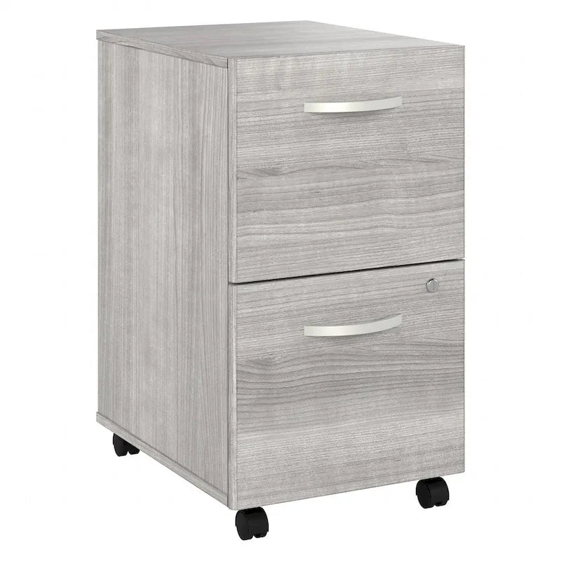 Hickory / Walnut / Gray / White 2-Drawer Mobile File Cabinet with Lock, Letter Size, Single