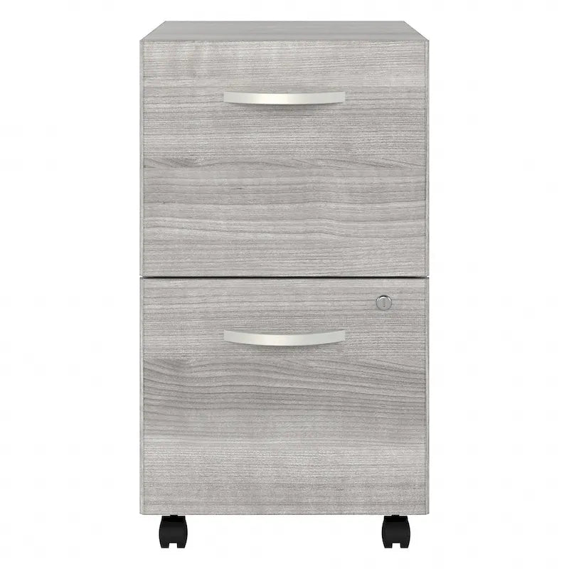 Hickory / Walnut / Gray / White 2-Drawer Mobile File Cabinet with Lock, Letter Size, Single