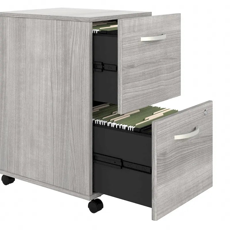 Hickory / Walnut / Gray / White 2-Drawer Mobile File Cabinet with Lock, Letter Size, Single