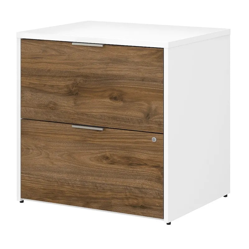 Brown / Grey 2-Drawer Lateral File Cabinet with Lock, Letter/Legal/A4, Single, Assembled