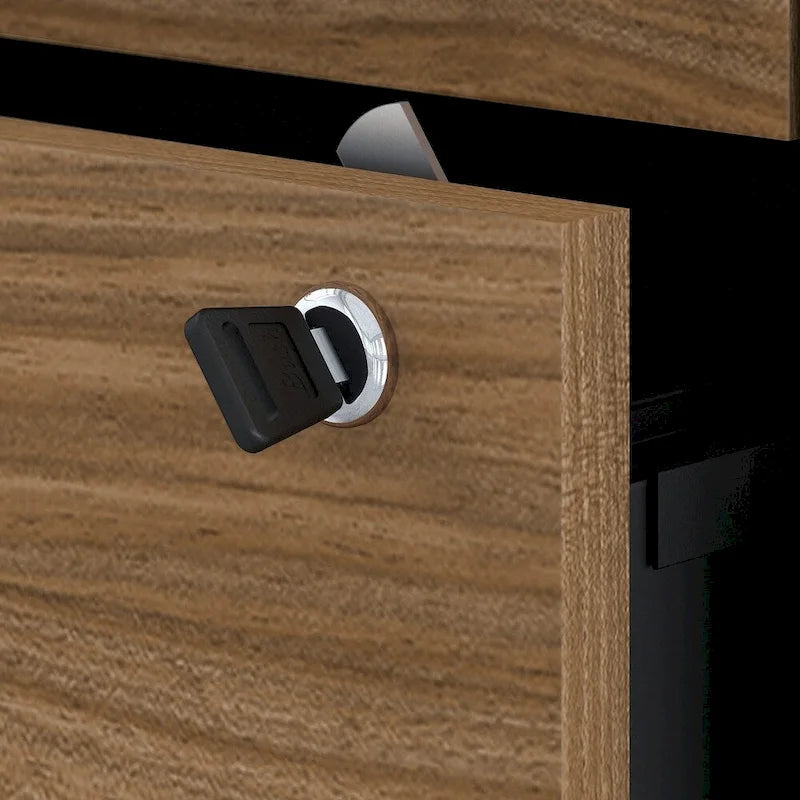 Brown / Grey 2-Drawer Lateral File Cabinet with Lock, Letter/Legal/A4, Single, Assembled