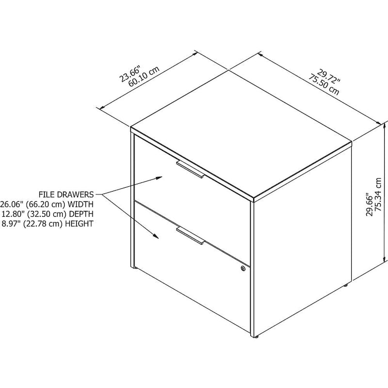 Brown / Grey 2-Drawer Lateral File Cabinet with Lock, Letter/Legal/A4, Single, Assembled