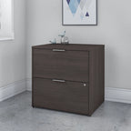 Brown / Grey 2-Drawer Lateral File Cabinet with Lock, Letter/Legal/A4, Single, Assembled