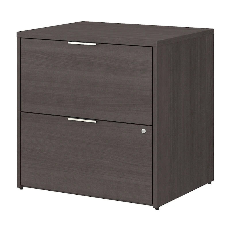 Brown / Grey 2-Drawer Lateral File Cabinet with Lock, Letter/Legal/A4, Single, Assembled