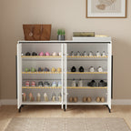 White 4-Door Shoe Storage Cabinet with 6 Shelves