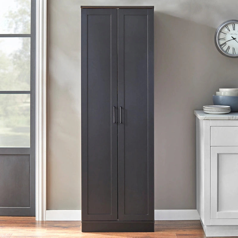 Black/White/Walnut 2-Door Farmhouse Pantry Cabinet, 71"H