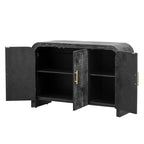 Retro Minimalist Curved Sideboard with Gold Handles and Adjustable Dividers for Living Room or Dining Room