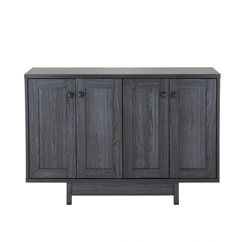 Beige Oak / Dark Grey / Distressed Grey Sideboard Cabinet with 2 Doors, Single, Freestanding