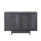 Beige Oak / Dark Grey / Distressed Grey Sideboard Cabinet with 2 Doors, Single, Freestanding