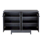 Beige Oak / Dark Grey / Distressed Grey Sideboard Cabinet with 2 Doors, Single, Freestanding