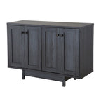 Beige Oak / Dark Grey / Distressed Grey Sideboard Cabinet with 2 Doors, Single, Freestanding