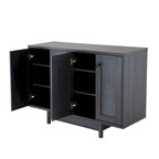 Beige Oak / Dark Grey / Distressed Grey Sideboard Cabinet with 2 Doors, Single, Freestanding
