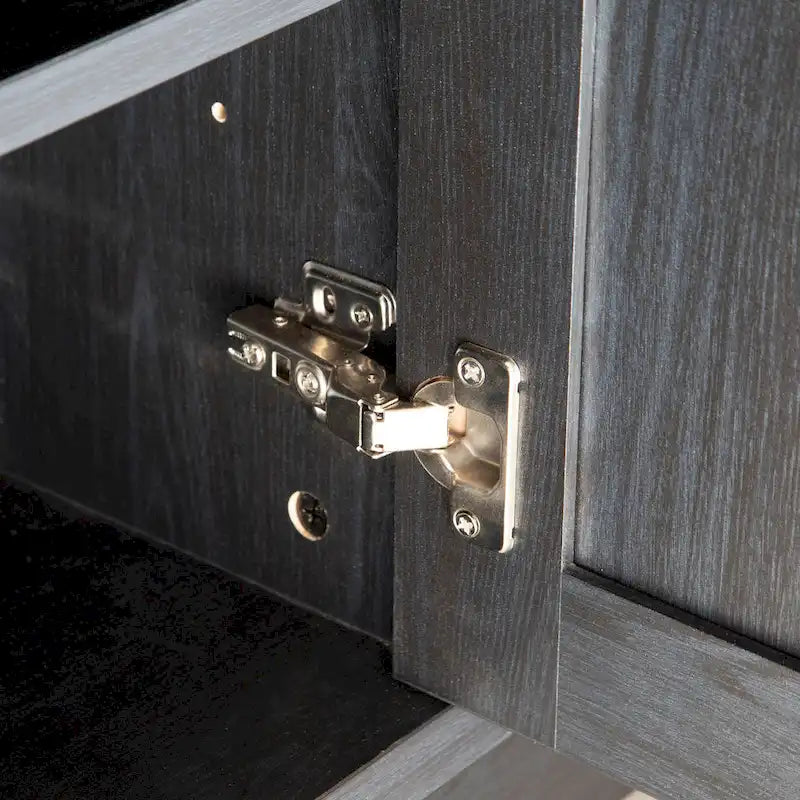 Beige Oak / Dark Grey / Distressed Grey Sideboard Cabinet with 2 Doors, Single, Freestanding
