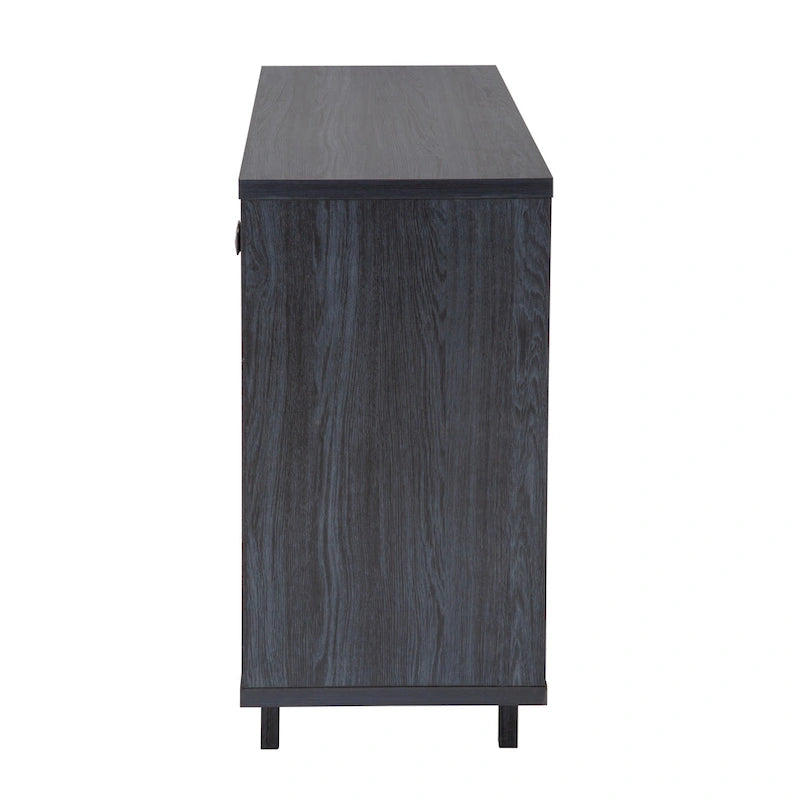 Beige Oak / Dark Grey / Distressed Grey Sideboard Cabinet with 2 Doors, Single, Freestanding