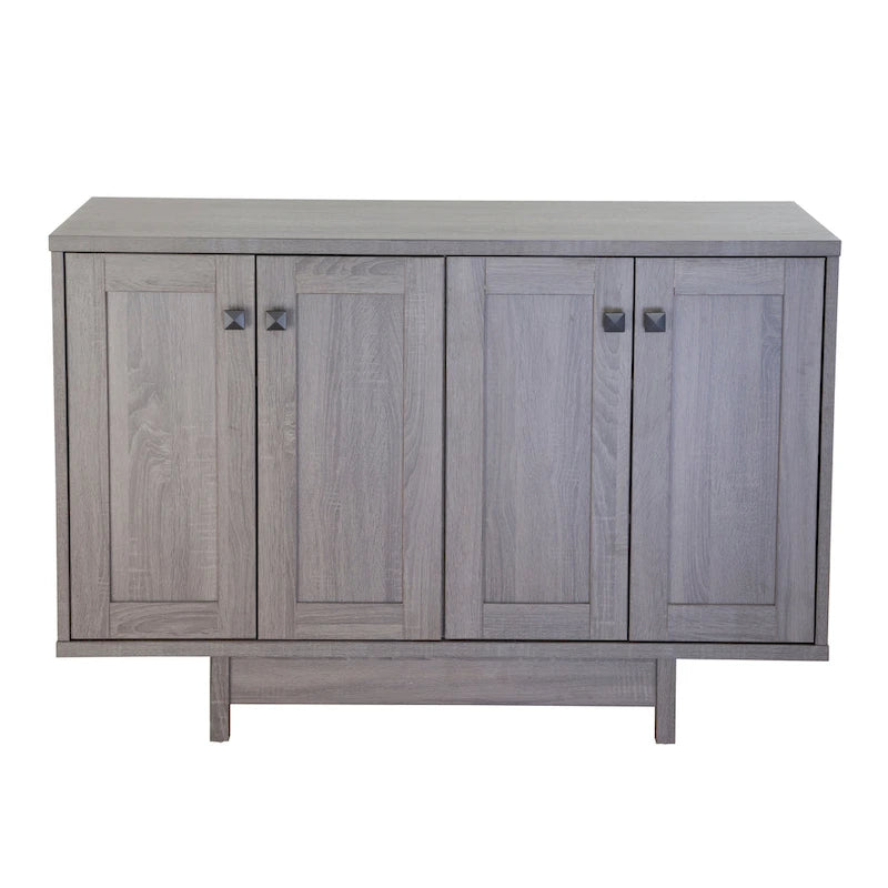 Beige Oak / Dark Grey / Distressed Grey Sideboard Cabinet with 2 Doors, Single, Freestanding